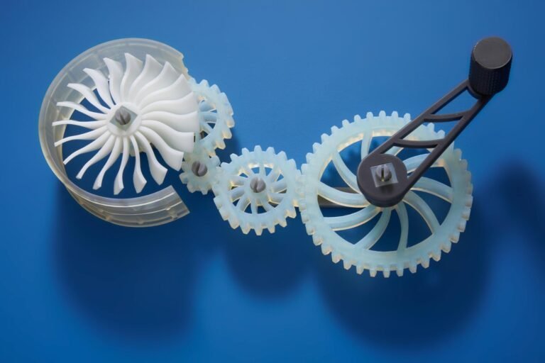 Close-up of printed gear assembly